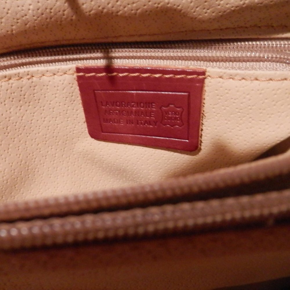 LAVORAZIONE ARTIGIANALE ITALIAN RED LEATHER SATCHEL PURSE - Picture 2 of 5